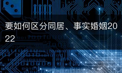 要如何区分同居、事实婚姻2022