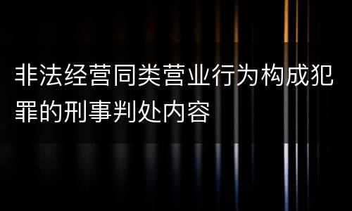 非法经营同类营业行为构成犯罪的刑事判处内容