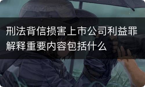 刑法背信损害上市公司利益罪解释重要内容包括什么
