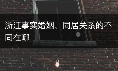 浙江事实婚姻、同居关系的不同在哪
