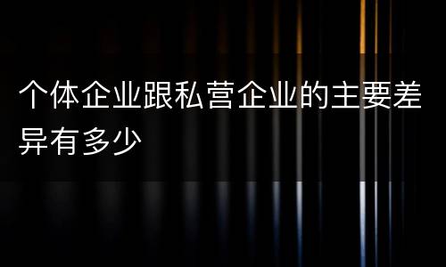 个体企业跟私营企业的主要差异有多少