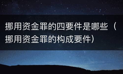 挪用资金罪的四要件是哪些（挪用资金罪的构成要件）