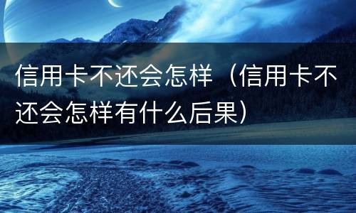 信用卡不还会怎样（信用卡不还会怎样有什么后果）