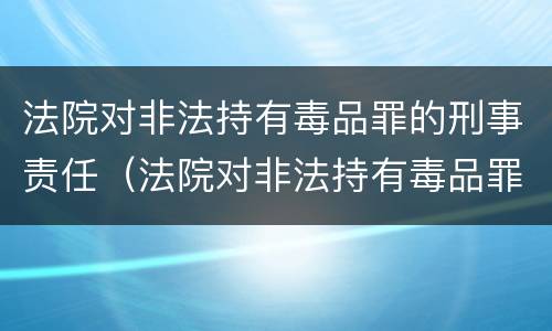 法院对非法持有毒品罪的刑事责任（法院对非法持有毒品罪的刑事责任认定）