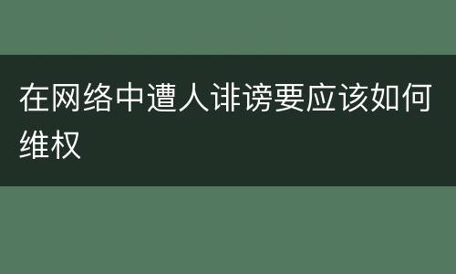 在网络中遭人诽谤要应该如何维权