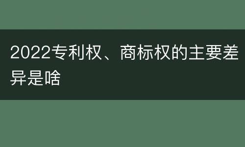 2022专利权、商标权的主要差异是啥