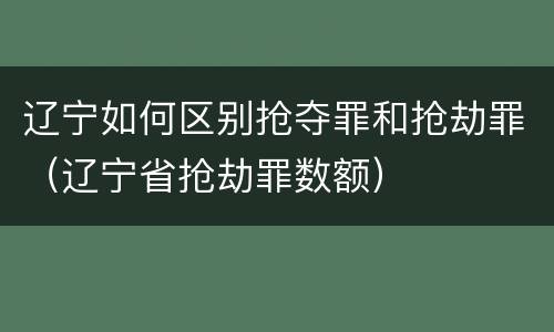 辽宁如何区别抢夺罪和抢劫罪（辽宁省抢劫罪数额）