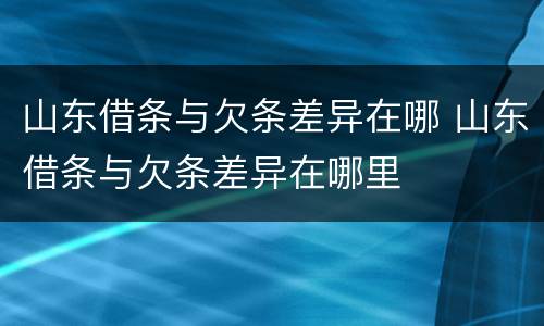 山东借条与欠条差异在哪 山东借条与欠条差异在哪里