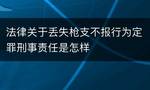 法律关于丢失枪支不报行为定罪刑事责任是怎样