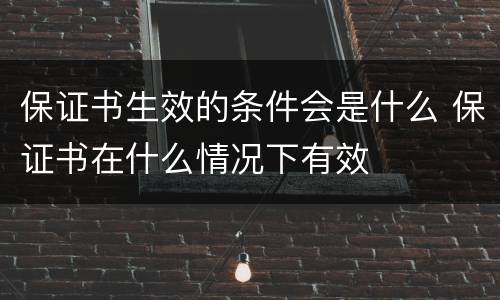 保证书生效的条件会是什么 保证书在什么情况下有效