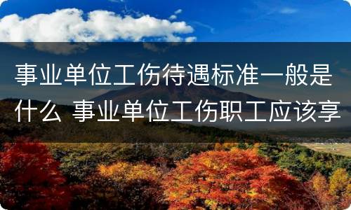 事业单位工伤待遇标准一般是什么 事业单位工伤职工应该享受什么待遇