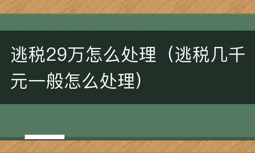 逃税29万怎么处理（逃税几千元一般怎么处理）