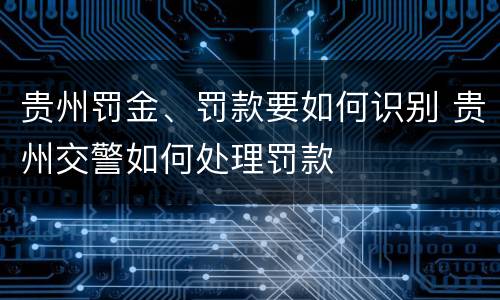 贵州罚金、罚款要如何识别 贵州交警如何处理罚款