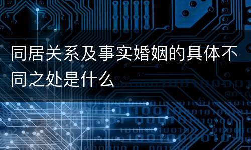 同居关系及事实婚姻的具体不同之处是什么