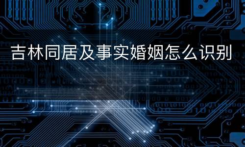 吉林同居及事实婚姻怎么识别