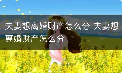 夫妻想离婚财产怎么分 夫妻想离婚财产怎么分