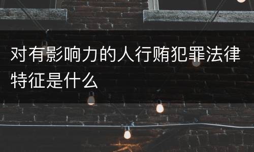 对有影响力的人行贿犯罪法律特征是什么