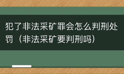 犯了非法采矿罪会怎么判刑处罚（非法采矿要判刑吗）