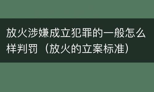 放火涉嫌成立犯罪的一般怎么样判罚（放火的立案标准）