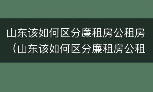 山东该如何区分廉租房公租房（山东该如何区分廉租房公租房呢）