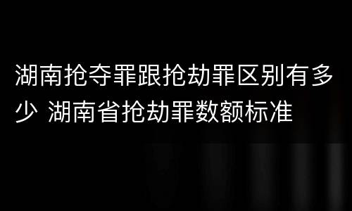 湖南抢夺罪跟抢劫罪区别有多少 湖南省抢劫罪数额标准