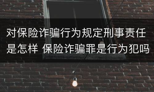 对保险诈骗行为规定刑事责任是怎样 保险诈骗罪是行为犯吗