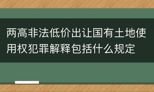 两高非法低价出让国有土地使用权犯罪解释包括什么规定