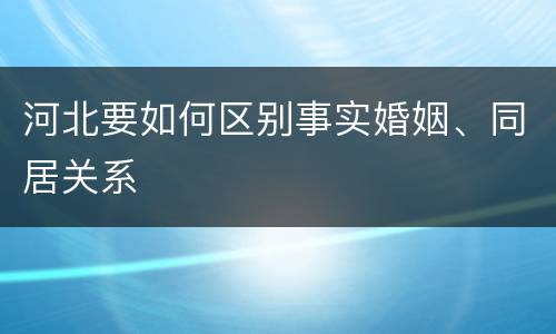 河北要如何区别事实婚姻、同居关系
