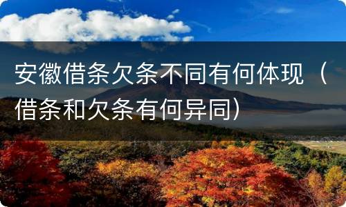 安徽借条欠条不同有何体现（借条和欠条有何异同）