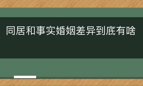 同居和事实婚姻差异到底有啥