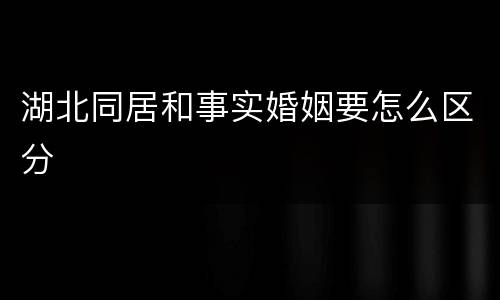 湖北同居和事实婚姻要怎么区分