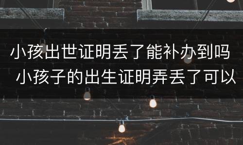 小孩出世证明丢了能补办到吗 小孩子的出生证明弄丢了可以补办吗