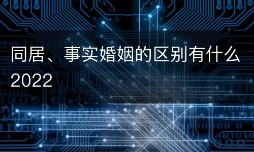 同居、事实婚姻的区别有什么2022