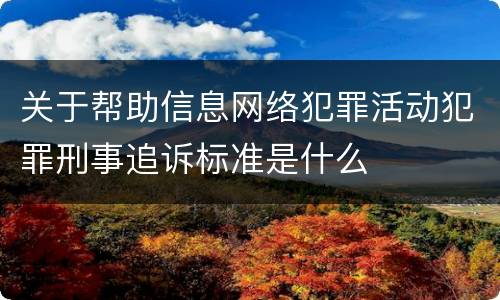 关于帮助信息网络犯罪活动犯罪刑事追诉标准是什么