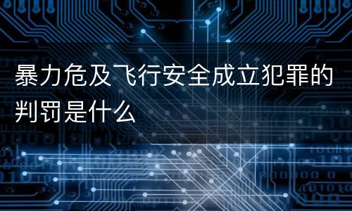 暴力危及飞行安全成立犯罪的判罚是什么