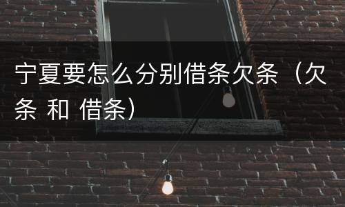 宁夏要怎么分别借条欠条（欠条 和 借条）