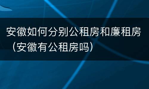 安徽如何分别公租房和廉租房（安徽有公租房吗）
