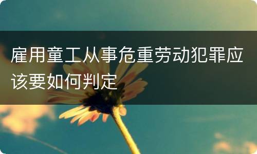 雇用童工从事危重劳动犯罪应该要如何判定