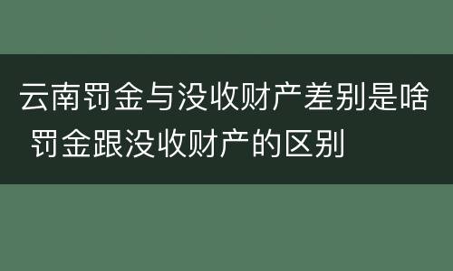云南罚金与没收财产差别是啥 罚金跟没收财产的区别