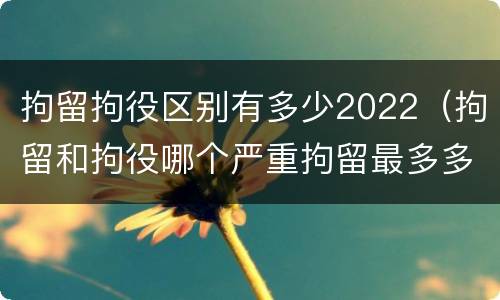 拘留拘役区别有多少2022（拘留和拘役哪个严重拘留最多多少天）