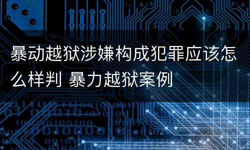 暴动越狱涉嫌构成犯罪应该怎么样判 暴力越狱案例