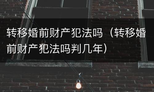 转移婚前财产犯法吗（转移婚前财产犯法吗判几年）