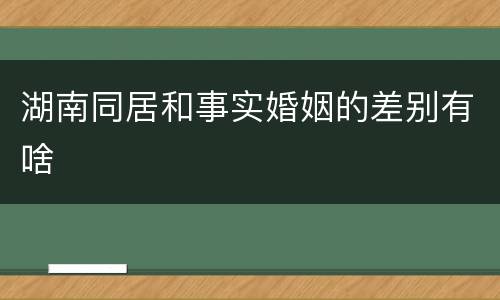 湖南同居和事实婚姻的差别有啥