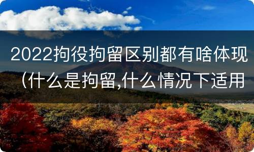 2022拘役拘留区别都有啥体现（什么是拘留,什么情况下适用拘留）