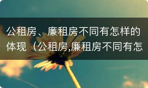公租房、廉租房不同有怎样的体现（公租房,廉租房不同有怎样的体现和影响）