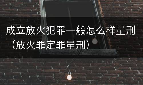 成立放火犯罪一般怎么样量刑（放火罪定罪量刑）