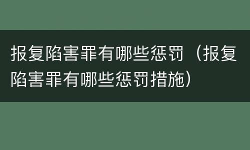 报复陷害罪有哪些惩罚（报复陷害罪有哪些惩罚措施）