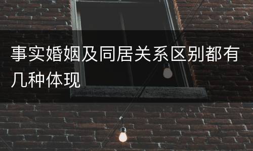 事实婚姻及同居关系区别都有几种体现