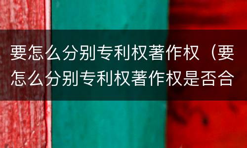 要怎么分别专利权著作权（要怎么分别专利权著作权是否合法）