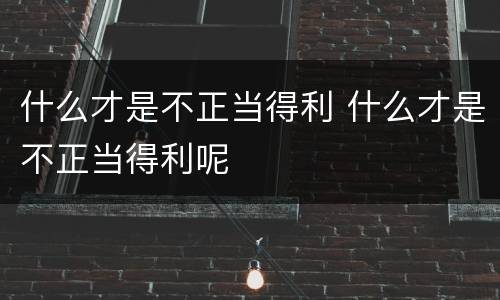 什么才是不正当得利 什么才是不正当得利呢
